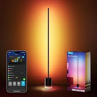 Govee Floor Lamp 2 in a living room corner with RGBIC effects