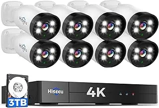 Hiseeu 8-camera wired 4K CCTV system with 3TB DVR