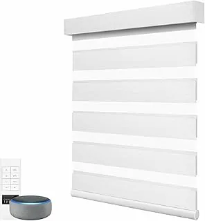 ACMEART Pure White Motorized Zebra Blinds