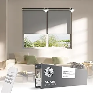 The Sunlight Chasers: Best Matter-Enabled Smart Blinds to Upgrade Your Vibe in 2026 17 GE Smart Shades in premium grey blackout fabric