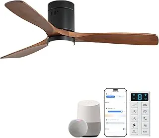 Sofucor 52 inch solid wood smart ceiling fan with brown blades