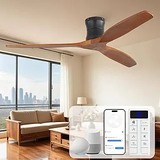 Minimalist Sofucor smart ceiling fan without light solid wood