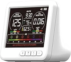 Professional 16 in 1 air tester showing VOC and CO2 levels