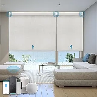 Solar powered motorized roller shade with blackout fabric