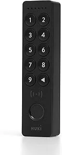 Ditch the Keys: The Top Matter-Enabled Fingerprint Smart Locks for 2026 21 Nuki Keypad 2 NFC mounted on a door frame