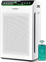 HAP610WF smart air purifier showing AQI trend graph on a phone