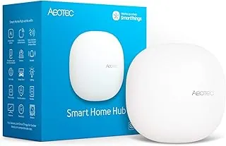 Aeotec SmartThings compatible hub in a minimalist living room