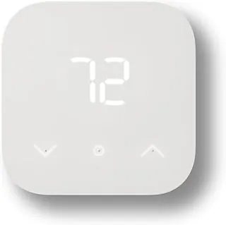 Amazon Smart Thermostat in white with Alexa logo
