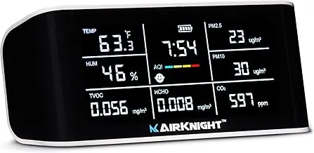 AirKnight Premium Air Quality Monitor with color coded AQI
