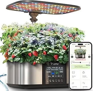 12-pod hydroponic planter with LCD touch screen